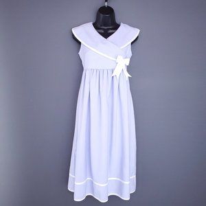 VINTAGE Babydoll Dress Empire Waist Lavender Purple Bow 60s Cotton Size S